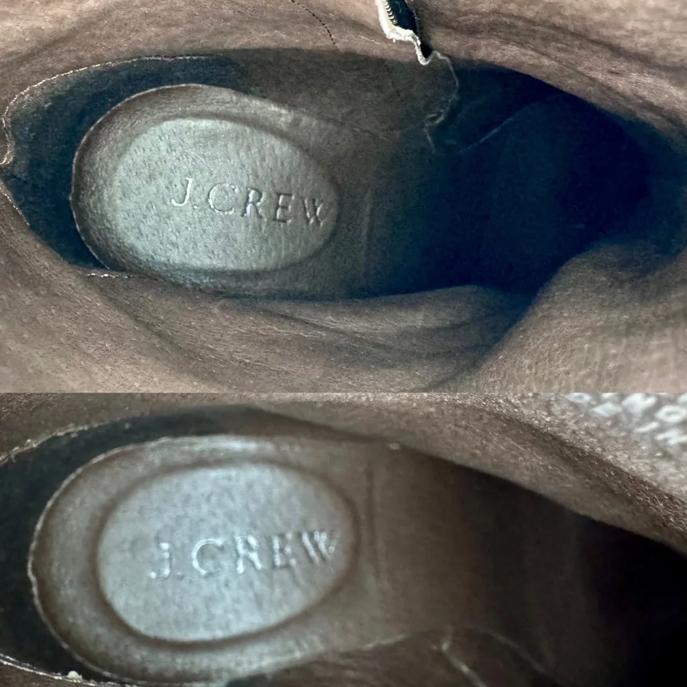 EUC J. Crew Stamped Croc Zip Women's Brown Leather Ankle Booties - Size‎ 5.5